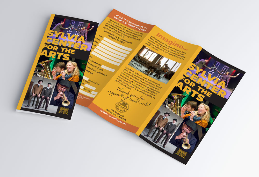 External view of brochure highlighting Sylvia Center for the Arts.